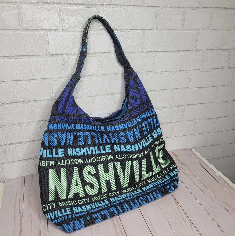 Robin Ruth Nashville Stylish Blue and Black Tote Bag - Picture 1 of 5
